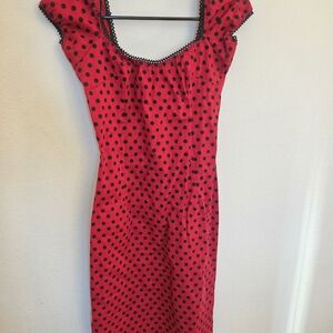 Red Polka Dot Scoop-Neck Women's Dress